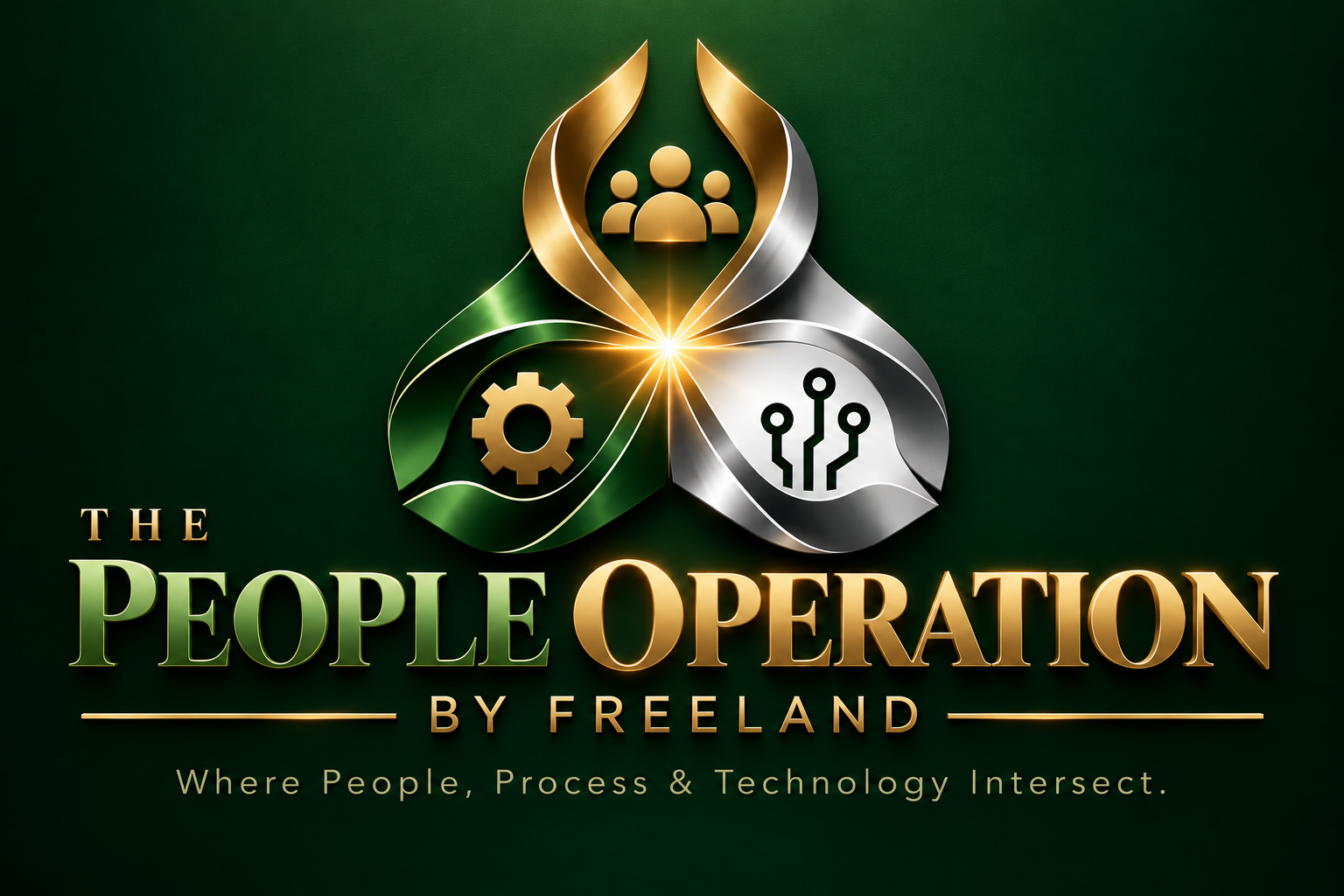 The People Operation by Freeland logo, with people, process, and technology symbols in green, gold, and silver.